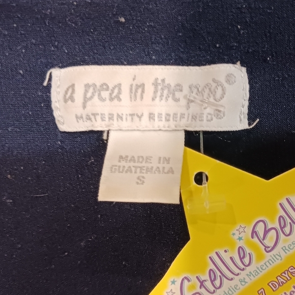 A Pea in the Pod Maternity Dress Navy Blue White Weave Pattern Size Small - Picture 4 of 4